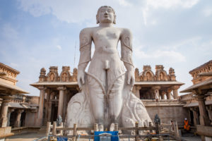 Hindu statue of Gommateshvara, place of pilgrimage Bahubali, Sravana Belgola, Hassan District, Karnataka State, India Hindu statue of Gommateshvara, place of pilgrimage Bahubali, Sravana Belgola, Hassan District, Karnataka State, India